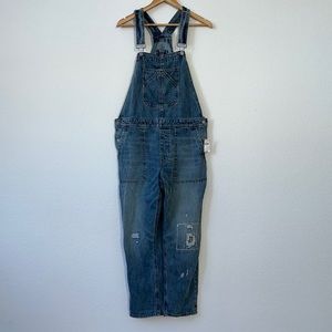 Gap Denim Jean crop Slouch Overalls Distressed M